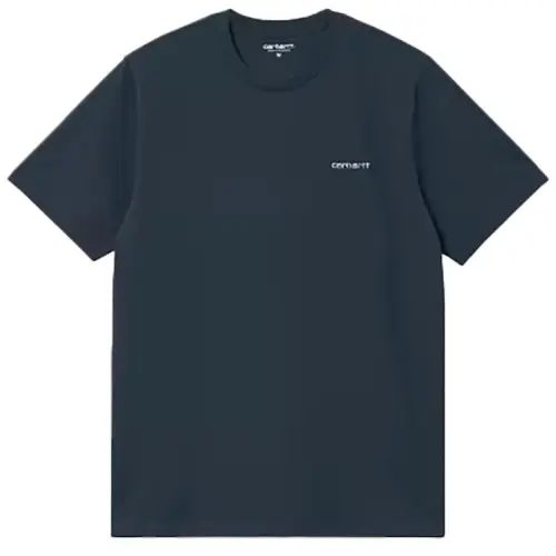 CARHARTT S/S SCRIPT EMBROIDERY T-SHIRT COTTON SINGLE JERSEY 190GM | DEEP NIGHT WHITE