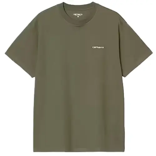CARHARTT S/S SCRIPT EMBROIDERY T-SHIRT COTTON SINGLE JERSEY 190GM | LEAF WHITE