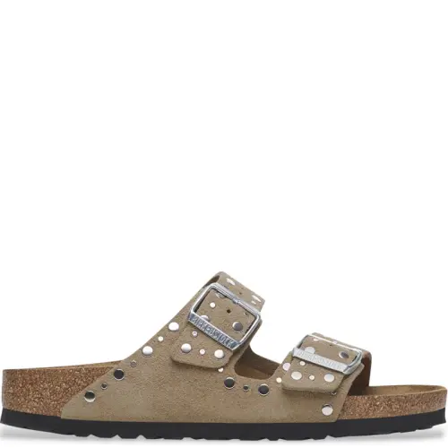 BIRKENSTOCK ARIZONA RIVET BORDER NARROW FIT | TAUPE
